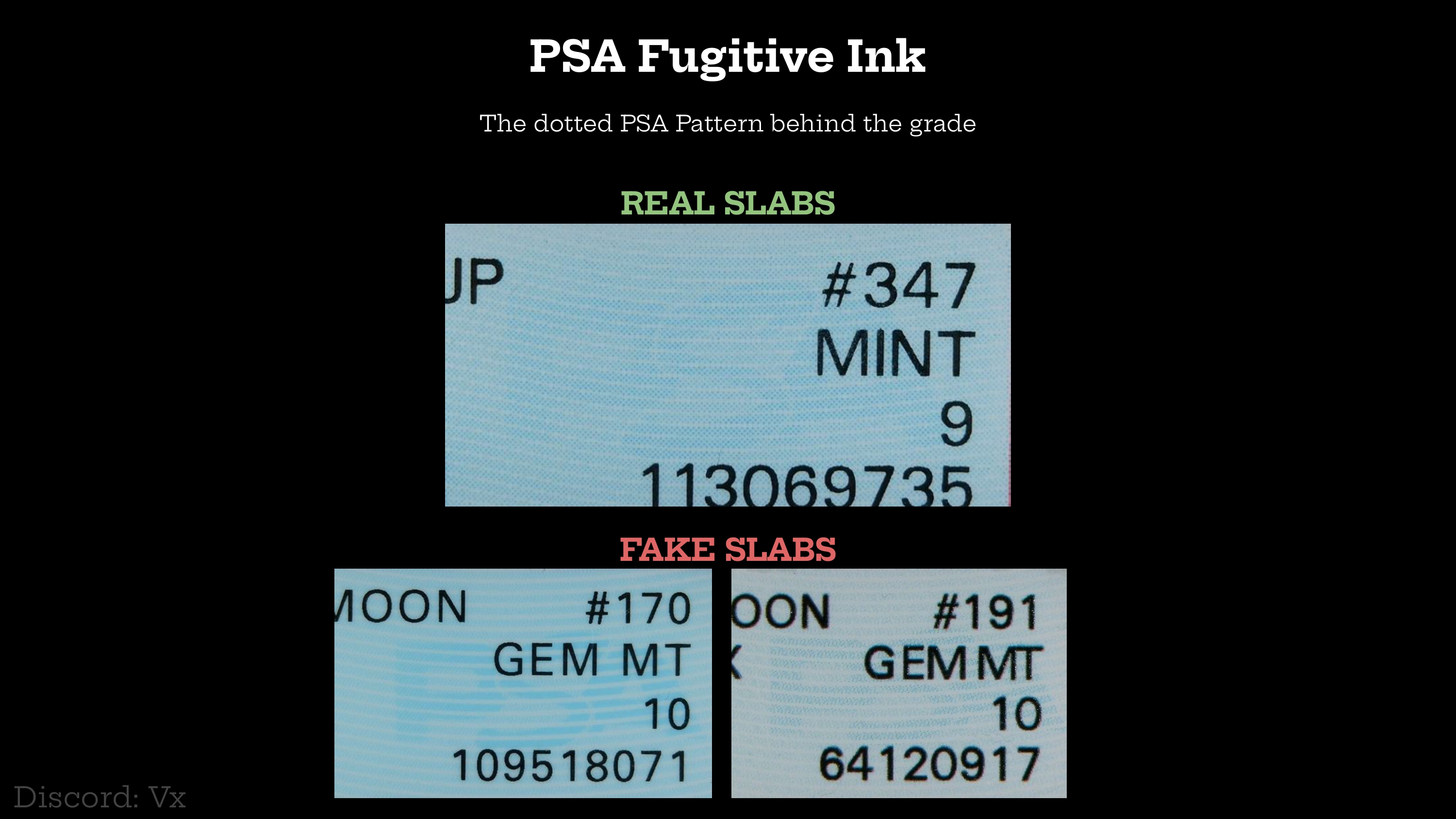 PSA fugitive ink, dotted patroon achter de grade