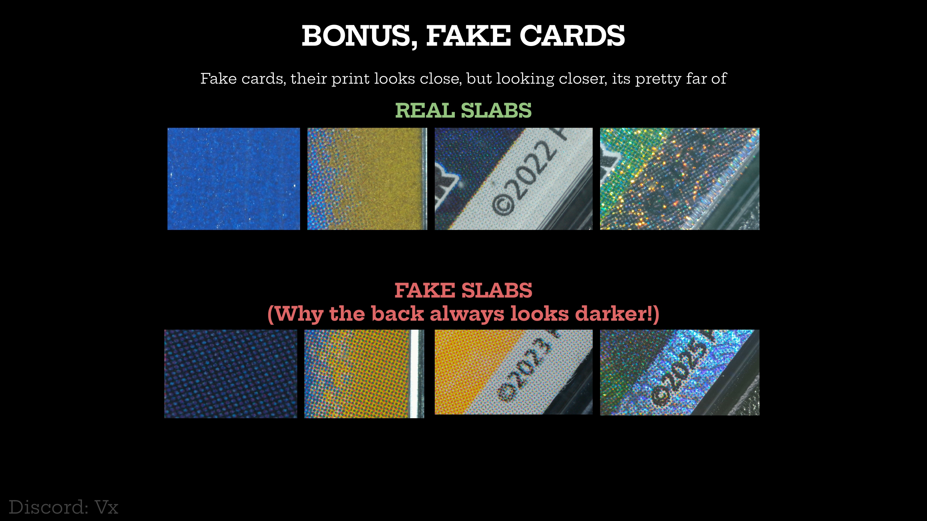 Print-kwaliteit van fake cards in fake slabs